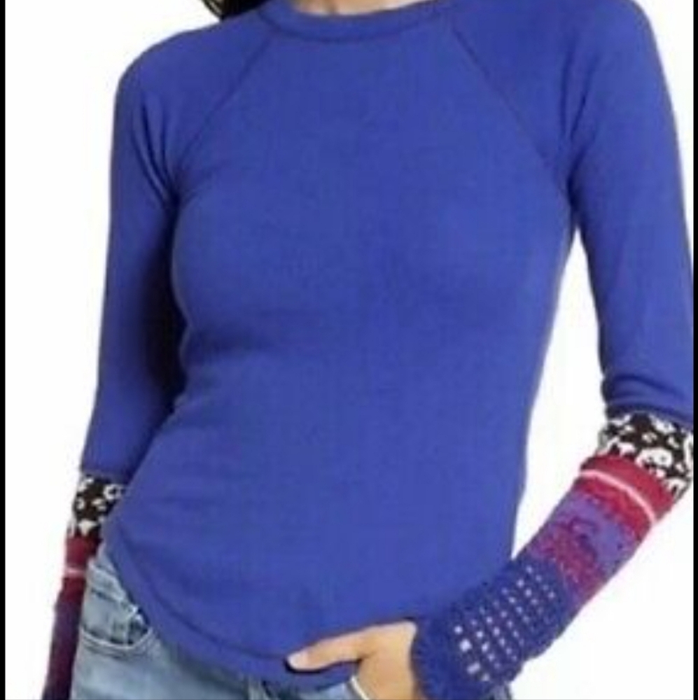 Free People Blue Long Sleeve Top